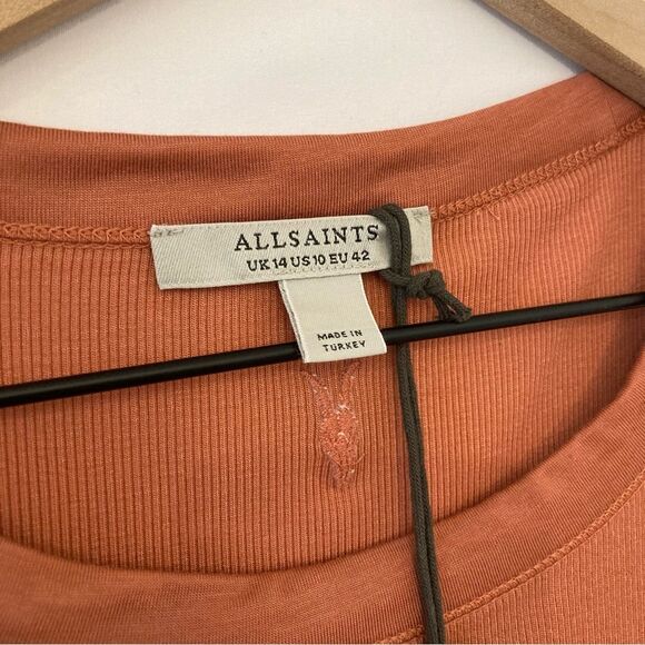 NWT All Saints Cropped Racerback Rina Tank Top Size 10 Medium Tainted Pink - Picture 4 of 8